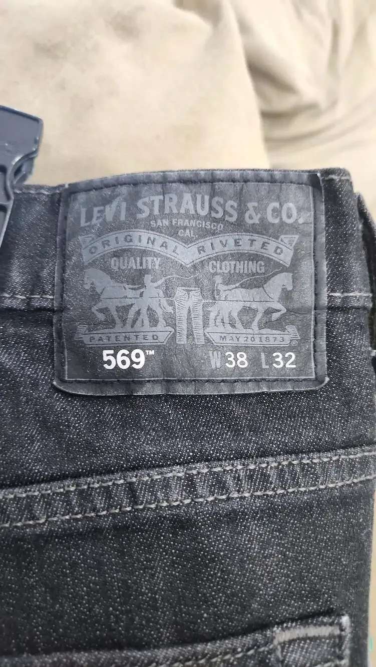 Levi's 569 Loose Straight Fit Black Jeans 38x32